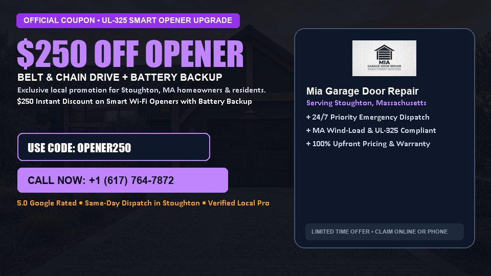 $250 OFF Smart Wi-Fi Garage Door Opener Installation in Stoughton, MA - Mia Garage Door Repair