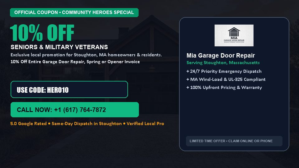 10% OFF Senior, Military & First Responder Discount in Stoughton, MA - Mia Garage Door Repair
